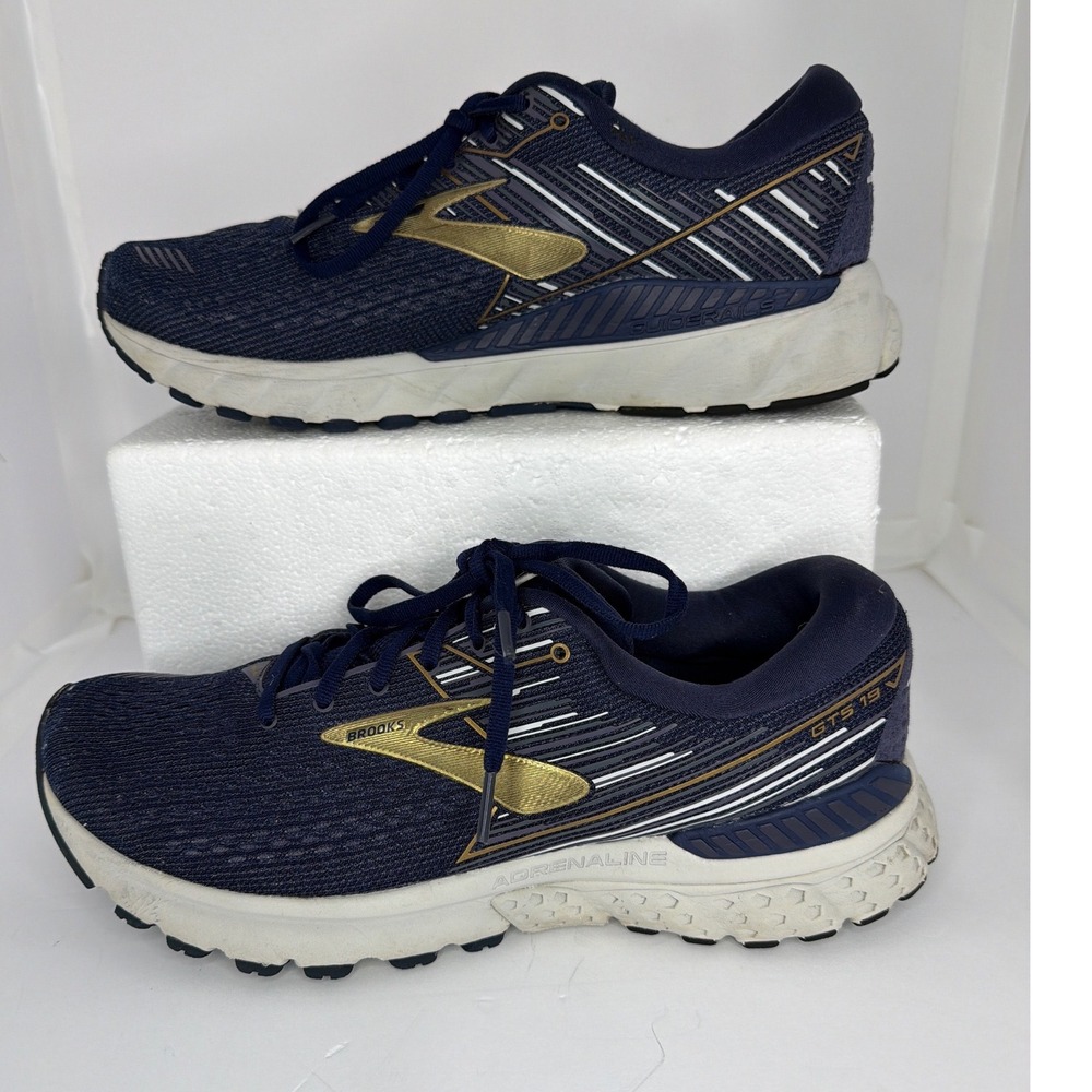 Brooks Adrenaline GTS 19 Mens Navy Gold Running Shoes 1102941D439 Size 10.5